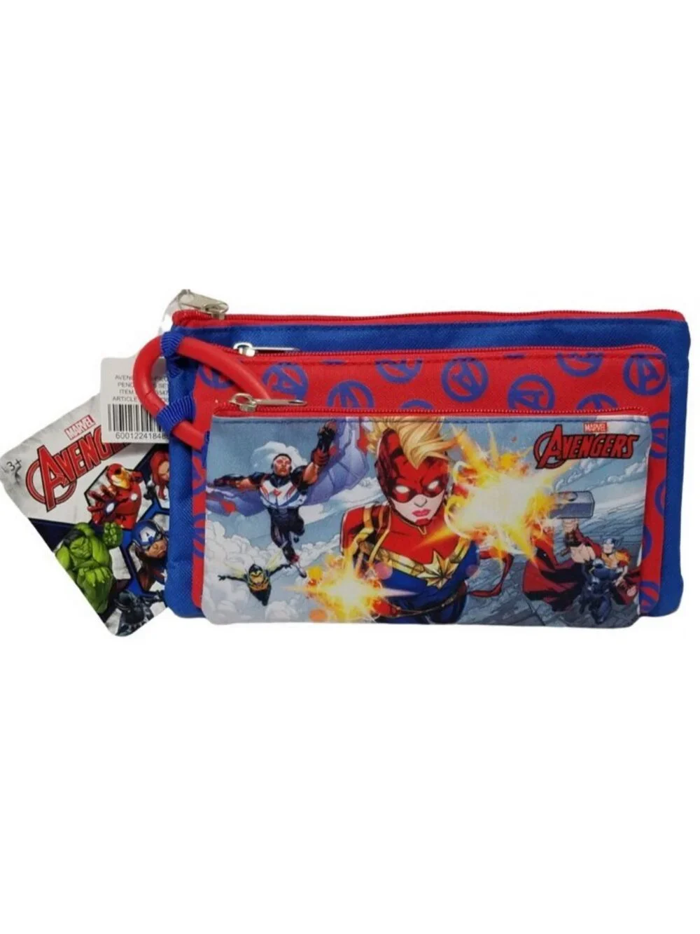 Marvel Avengers 3-Layer Zipper Travel Cosmetic Pencil Case Pouch Set NWT